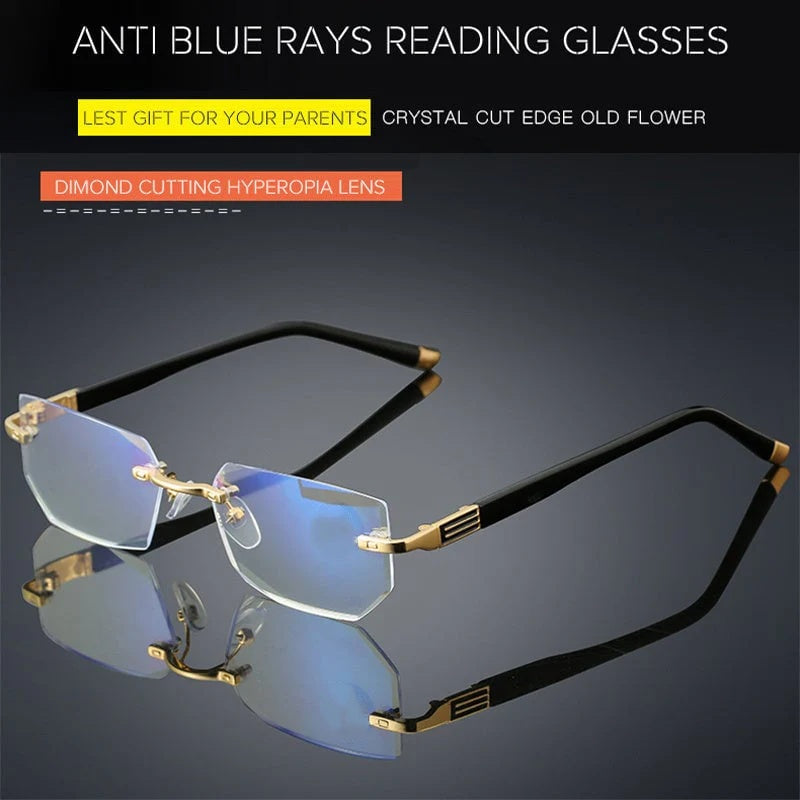 Arenzza sapphire-hard blue light reader glasses with anti-blue light lenses for clear, comfortable vision near and far.