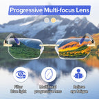 A pair of Arenzza sapphire-hard anti-blue light reading glasses with clear lenses, designed for durability and eye protection.