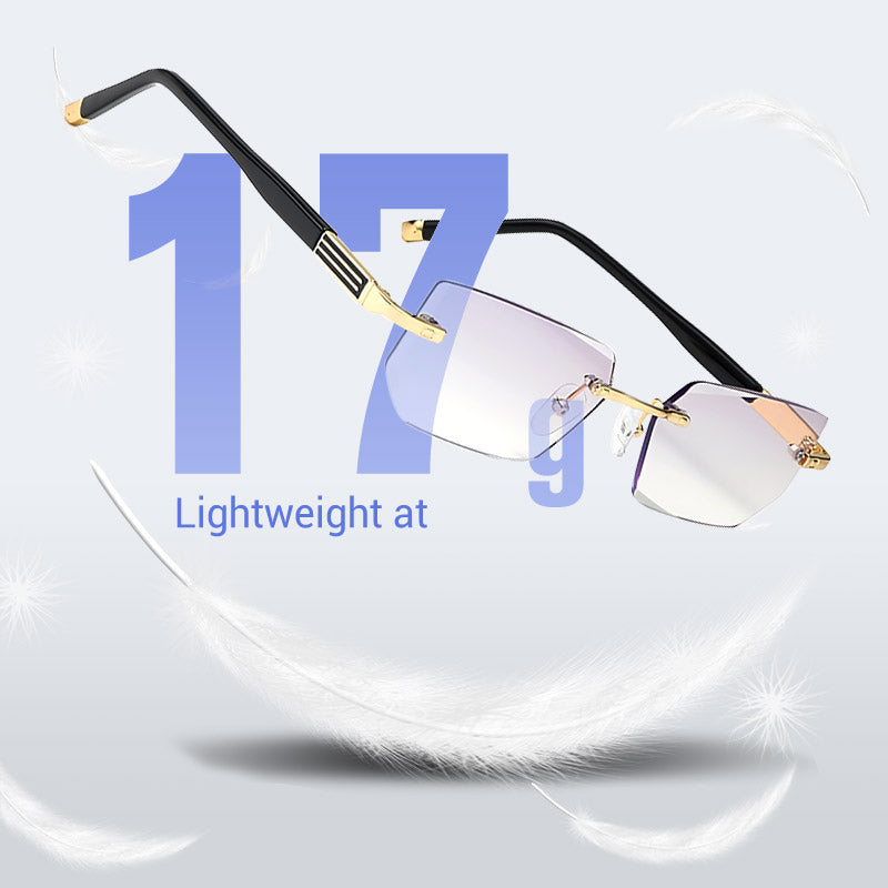 A pair of Arenzza sapphire-hard anti-blue light reading glasses with clear lenses, designed for durability and eye protection.