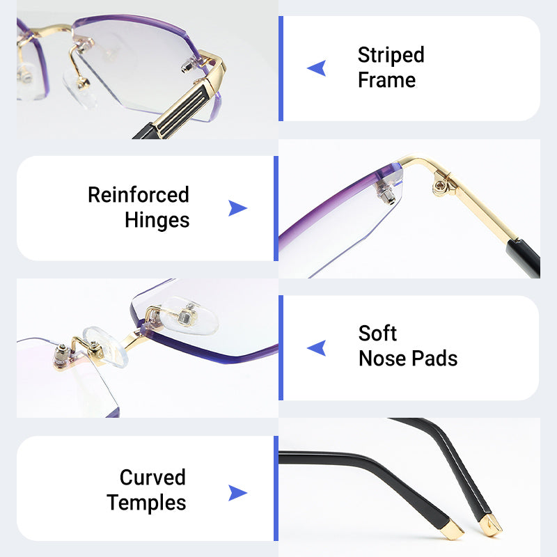 Arenzza sapphire-hard anti-blue light reading glasses with dual-use design for near and far vision, offering eye protection and durability.