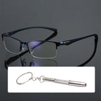 Arenzza sapphire-hard anti-blue light reading glasses with dual-use for far and near vision, designed for eye protection and durability.