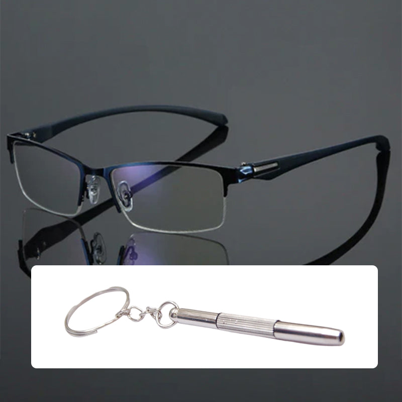 Arenzza sapphire-hard anti-blue light reading glasses with dual-use for far and near vision, designed for eye protection and durability.