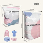 Arenzza no-pump vacuum storage bags for clothes and bedding, press and seal design, saving space and keeping items dry.
