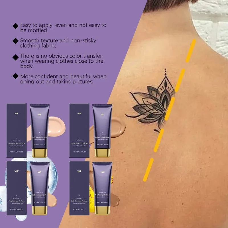 Beauty Body Coverage – Waterproof body concealer for legs and body. Covers scars, spots, varicose veins, and tattoos. Blend Cosmetics.