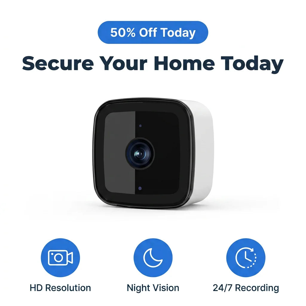 Arenzza Smart 2K Window Security Camera with Ultra-HD night vision, mounted on a window for home surveillance.