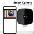 Arenzza Smart 2K Window Security Camera with ultra-HD night vision, showing the camera mounted on a window for home security.