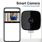 Arenzza Smart 2K Window Security Camera with ultra-HD night vision, showing the camera mounted on a window for home security.