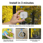 Arenzza Smart 2K Window Security Camera with Ultra-HD night vision, showing the camera mounted on a window for home security.