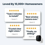 Arenzza Smart 2K Window Security Camera with Ultra-HD night vision, mounted on a window for home security monitoring.
