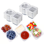 Arenzza reusable snack container with a clear lid and colorful compartment sections, ideal for storing snacks securely.