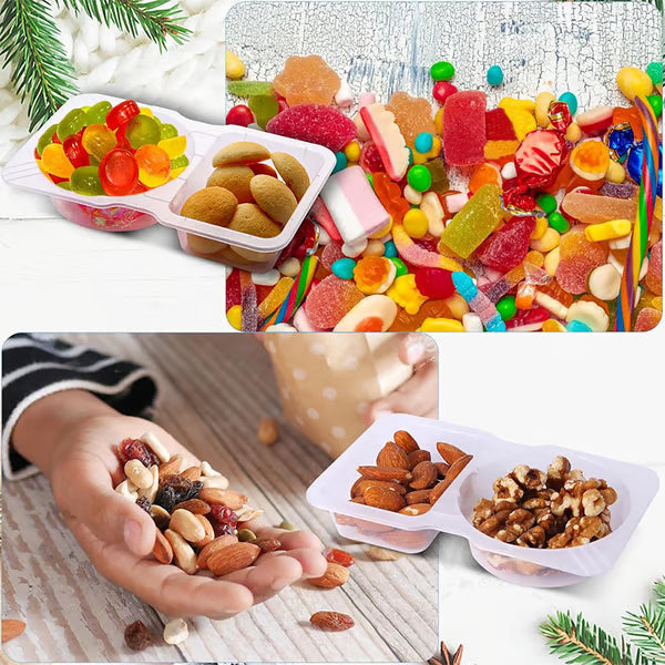 Arenzza reusable snack container with a clear lid and colorful compartments for storing snacks and food items.