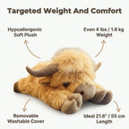 Aarenzza Highland Cow plush toy, a calming sleep companion with gentle hugs designed to soothe and reduce stress.