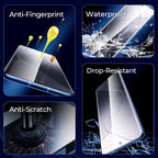 Arenzza anti-peep 4K HD glass screen protector for Samsung Galaxy S series with auto dust-elimination installation feature.