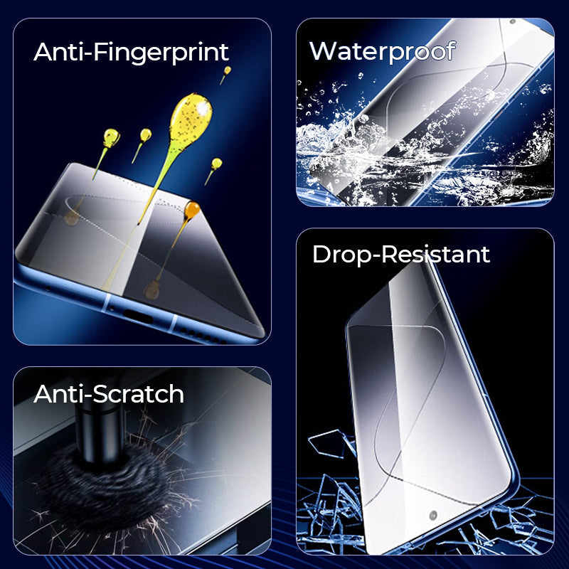 Arenzza anti-peep 4K HD glass screen protector for Samsung Galaxy S series with auto dust-elimination installation feature.