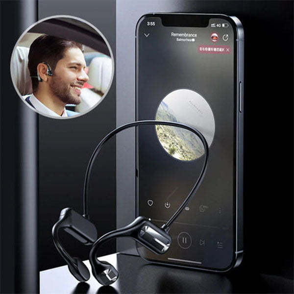 Arenzza Bone Conduction Bluetooth Headphones 3C model shown with sleek design, open-ear style, and adjustable headband.