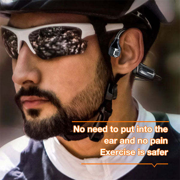 Arenzza bone conduction Bluetooth headphones with adjustable headband and open-ear design, perfect for active listening.
