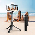Arenzza 6-in-1 wireless Bluetooth selfie stick with adjustable arm and built-in phone holder, ideal for photos and videos.