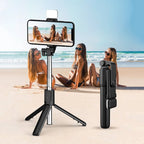 Arenzza 6-in-1 wireless Bluetooth selfie stick with adjustable arm and built-in phone holder, ideal for photos and videos.