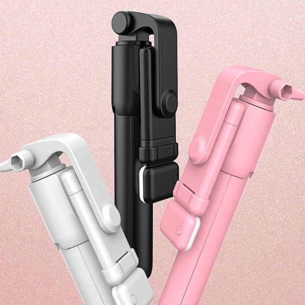 Arenzza 6-in-1 wireless Bluetooth selfie stick with adjustable phone holder and extendable arm, black and compact design.