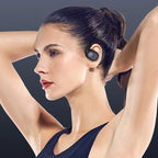 Arenzza Endurance bone conduction Bluetooth headset with ear hooks, black design, and sleek 3C earphone style.
