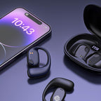 Arenzza Endurance Bone Conduction Ear Hanging Bluetooth Headset with sleek design and secure fit, shown on a person.