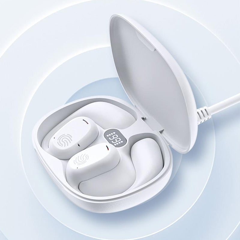 Arenzza Endurance Bone Conduction Bluetooth headset with ear hooks, designed for comfortable, secure fit during active use.