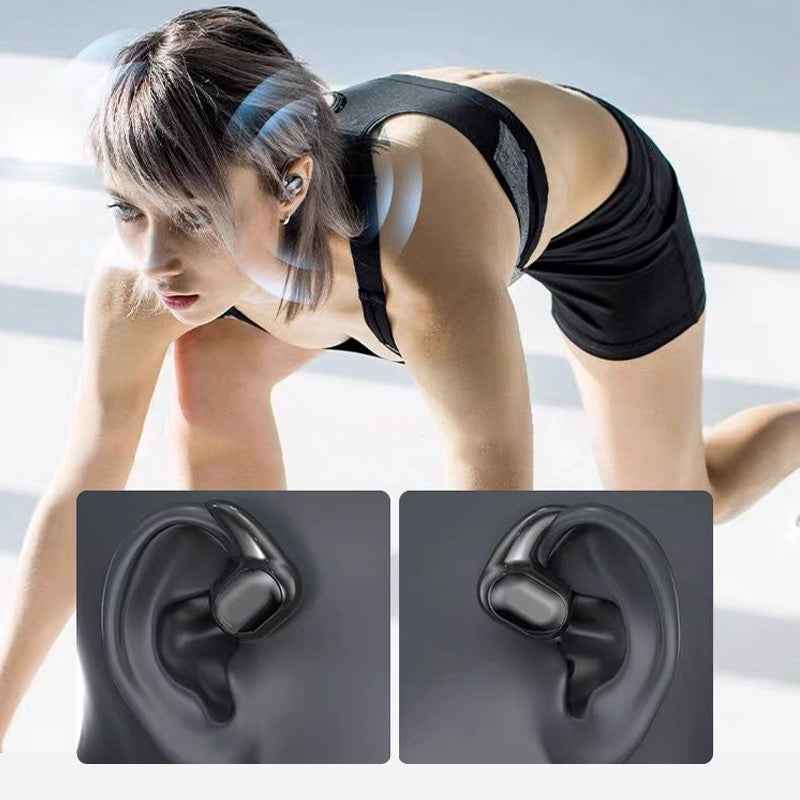 Arenzza Endurance bone conduction Bluetooth headset with ear hooks, designed for comfortable, secure fit during active use.