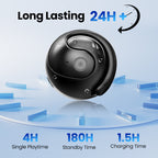Arenzza Smart Bluetooth translation earbuds with sleek design and compact charging case, shown in a close-up view.