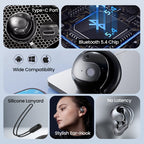 Arenzza Smart Bluetooth Translation Earbuds in black, showing the compact wireless earbud design and charging case.