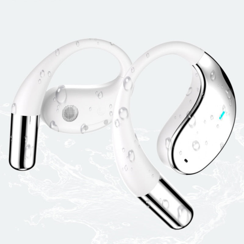 Arenzza wireless open-ear earbuds with LED display, 3C electronic device, showcasing sleek design and open-ear fit for comfortable listening.