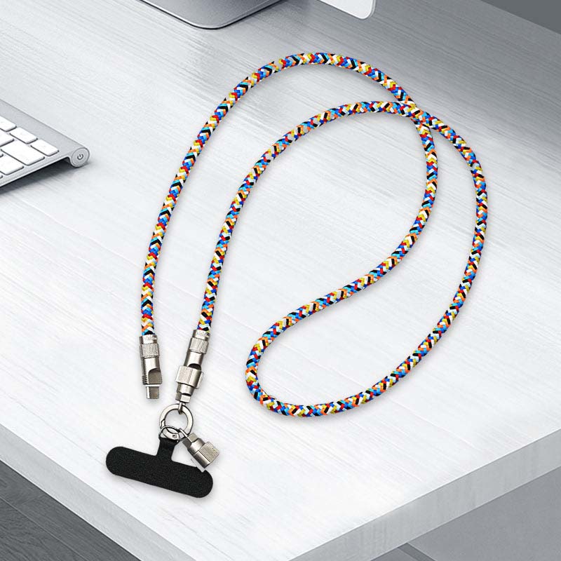 Arenzza 2-in-1 Phone Lanyard Charging Cable for 3C devices, showing the cable with lanyard attachment and connector ends.