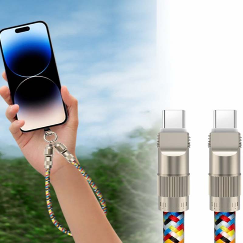 Arenzza 2-in-1 Phone Lanyard Charging Cable for 3C devices, featuring a compact design with USB and charging connectors visible.