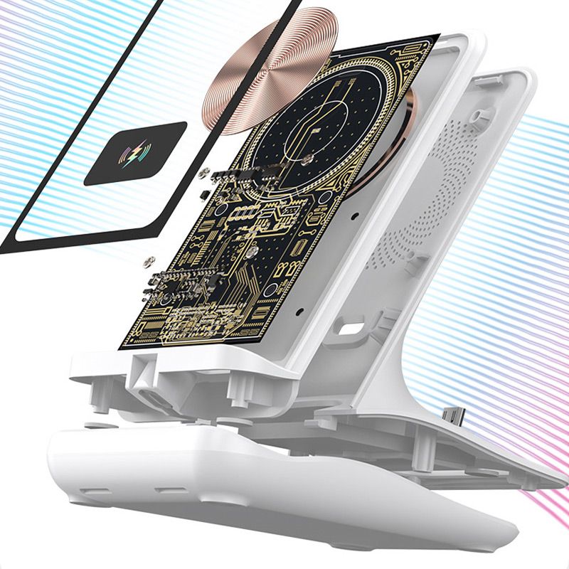 Arenzza 100W Wireless Fast Charger and Phone Holder, 3C device, showing a sleek black charging stand with a phone mounted for wireless charging.