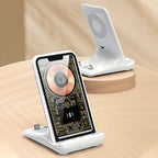 Arenzza 100W wireless fast charger and phone holder with a sleek design, showing the charging pad and phone in place.