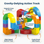 Arenzza electric toy train set with colorful train cars on a track, designed for motor skills learning and imaginative play.