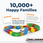 Arenzza electric toy train set with colorful train cars and tracks, designed to help children develop motor skills and problem-solving.