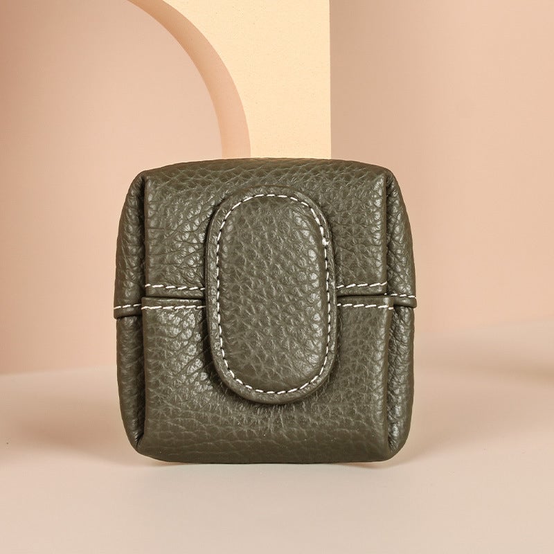 Aarenza cute portable mini coin purse in solid colors, made of bag material, featuring a compact and colorful design.