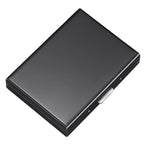 Arenzza RFID credit card case bag with secure card slots, compact design, and black leather finish.