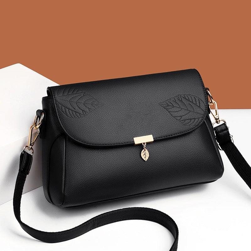 Multi-layer women's leather bag by Arenzza featuring stylish design and multiple compartments, perfect for fashionable everyday use.