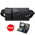 Men's Arenzza leather waist bag, portable business-style bag with adjustable strap and multiple compartments.