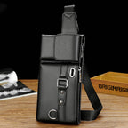 Men's Arenzza leather waist bag with business-style design, compact and portable for everyday essentials.