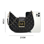 Aarenza women's quilted dumpling design chain crossbody bag with a stylish quilted pattern and chain strap, in a sleek, modern style.