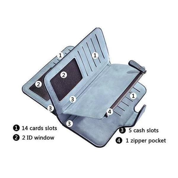 Aarenza retro glamorous women’s wallet bag with multiple slots, featuring a stylish design and vibrant color accents.