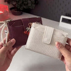 Arenzza handheld multi-layer two-fold zipper wallet bag with multiple compartments and a sleek design.