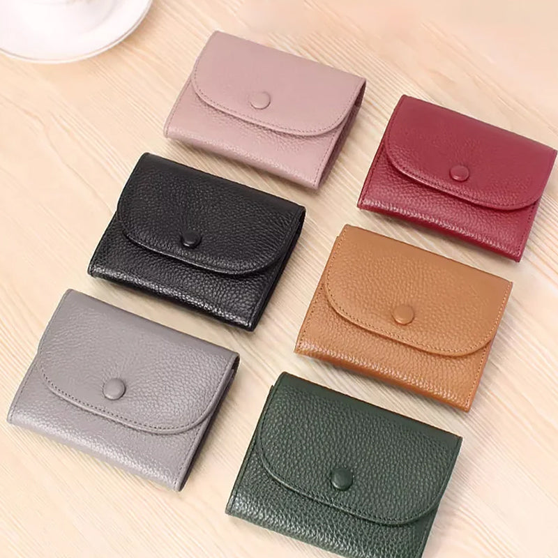 Arenzza fashion lychee pattern PU leather short wallet with snap button, stylish Christmas gift idea, featuring compact design and textured surface.