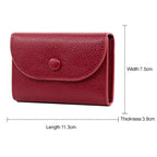 Arenzza fashion lychee pattern PU leather short wallet with snap button, designed for convenient storage and stylish holiday gift.