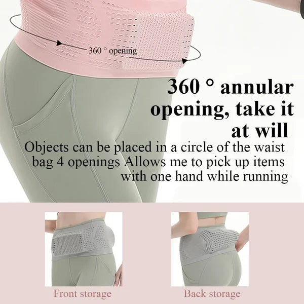 Aarenzza multifunctional knit breathable concealed waist bag with adjustable strap and multiple compartments, designed for comfort and convenience.