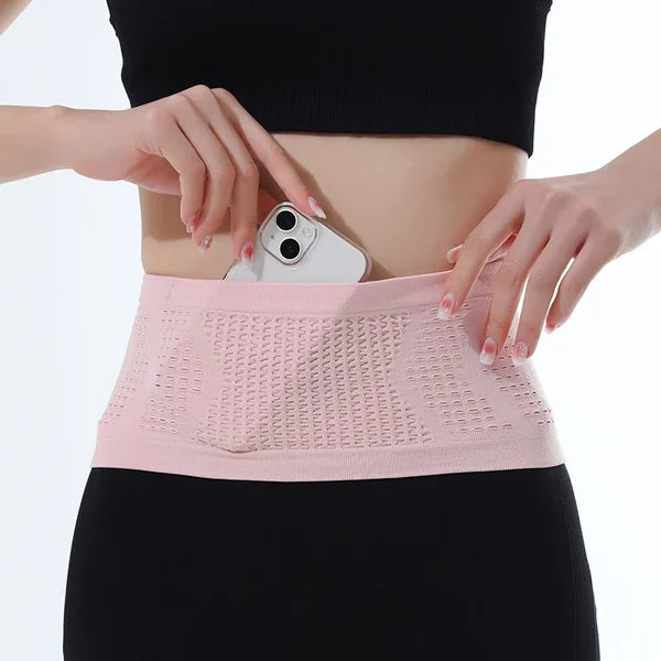 Arenzza multifunctional knit breathable concealed waist bag with adjustable strap and multiple compartments for storage.