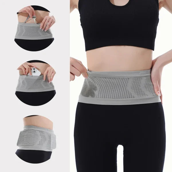 Arenzza multifunctional knit breathable concealed waist bag with adjustable strap and multiple compartments, designed for comfort and practicality.