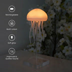 Aarenza JellyFlow™ Rechargeable Floating Jellyfish Lamp with realistic floating jellyfish design in a clear glass tank.
